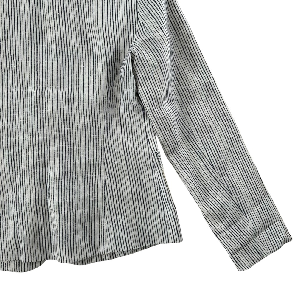 Cartonnier by Anthropologie Blue Striped 100% Linen Blazer Jacket SZ 4 - Picture 5 of 11
